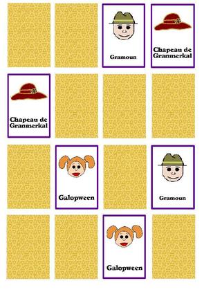 Le jeu de cartes mémoires avec les personnages du spectacle de Granmerkal