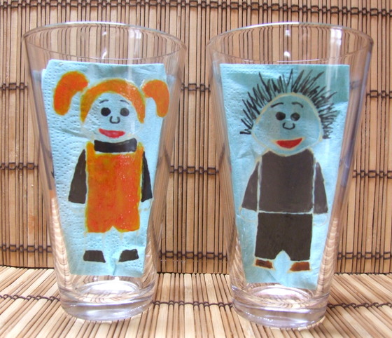 Peinture sur verre : Tikala et Galopween
